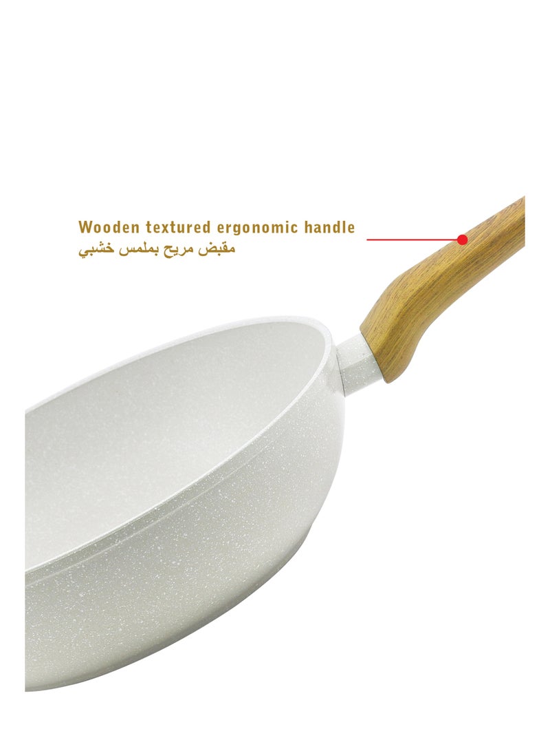 Bergner 28cm (3L) Forged Aluminum Wok with Trivet, Marble Non-Stick Coating Deep Frying Pan, Scratch-Resistant Stir-Fry Pan, Less Oil Use Healthy Cooking, Induction & Gas Stove Compatible - Image 4